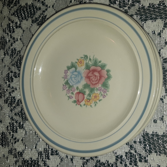 Set of 4 Stone Ware Dessert Salad Plates Vintage 6.75" - Picture 4 of 8